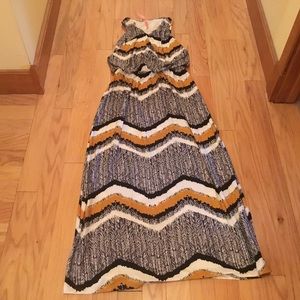 Striped maxi dress with cinched waist